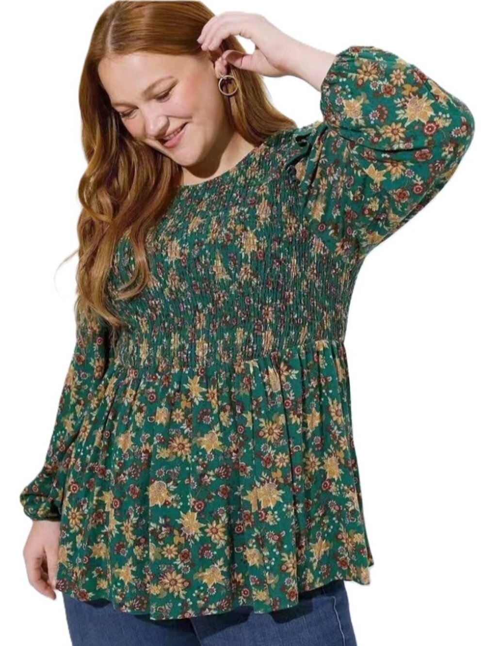 TORRID Peplum Crinkle Gauze Smocked Top. Plus Size 3